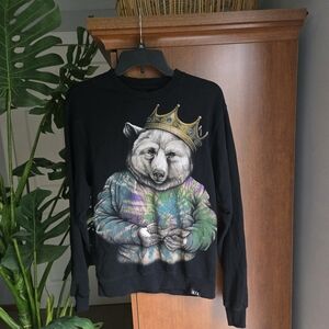 Rook Mens Small Black Crew Neck B.I.G. Coogi Sweater Bear